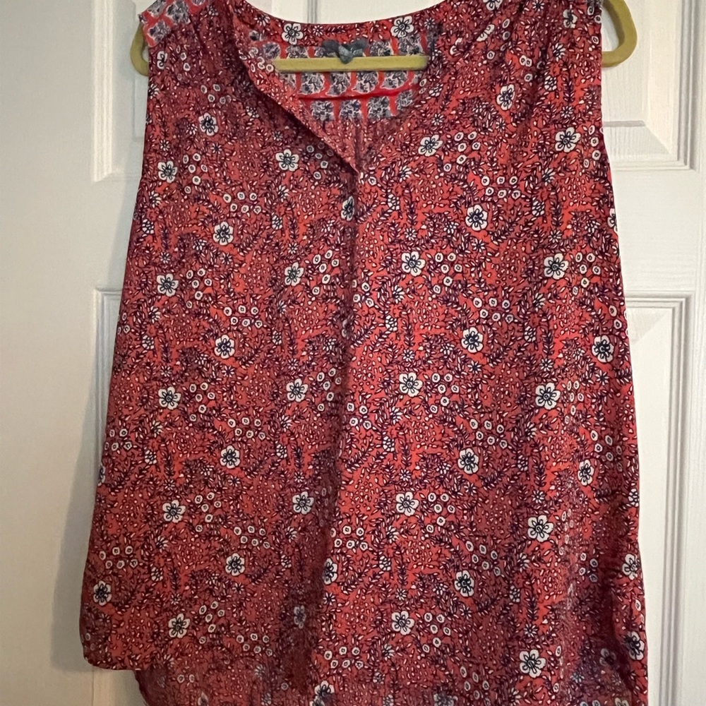 Red, navy blue and white. Light weight summer shirt